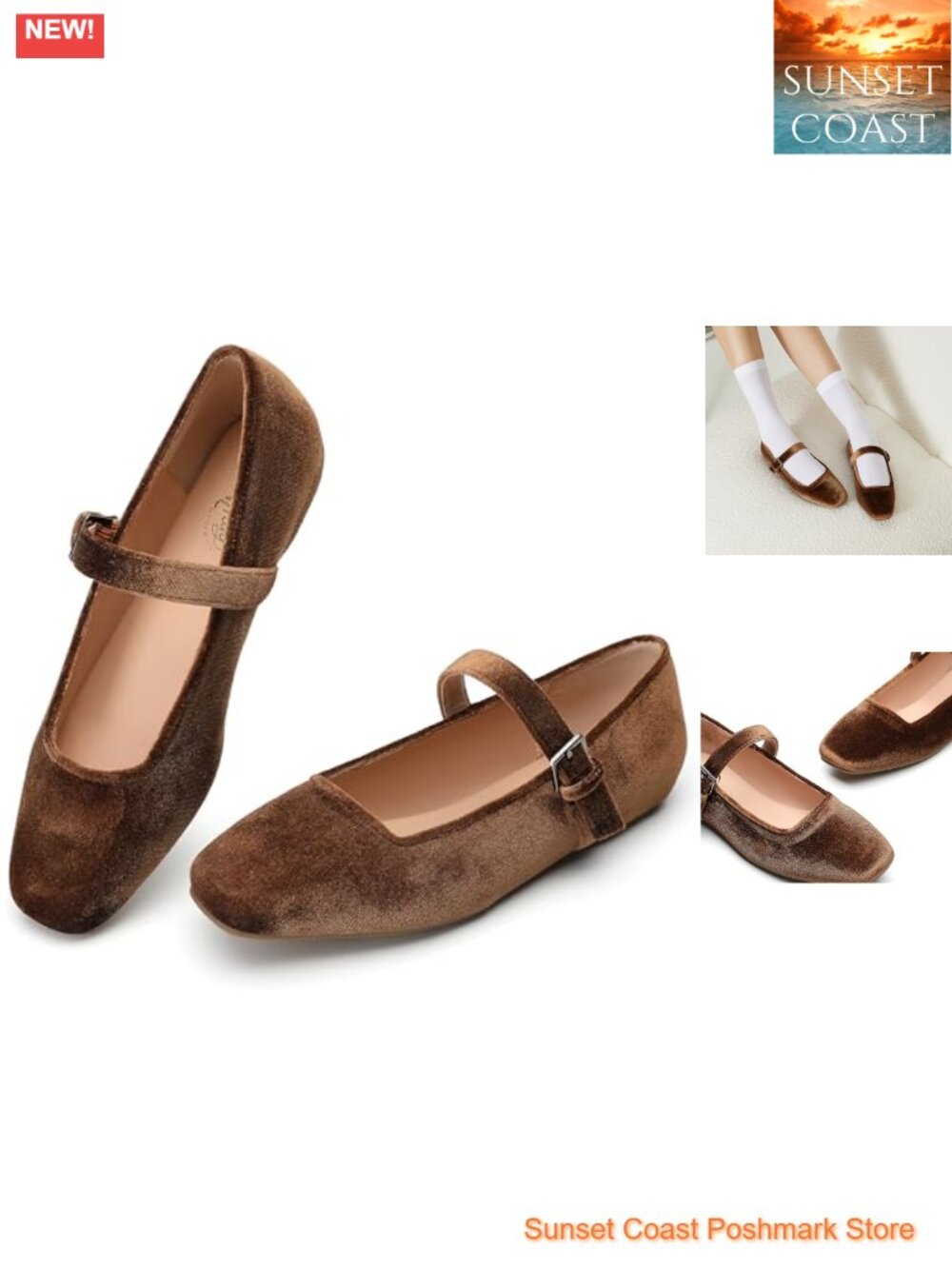 Trary Women's Velvet Mary Jane Flats Woven Dressy Buckle Comfort Shoes